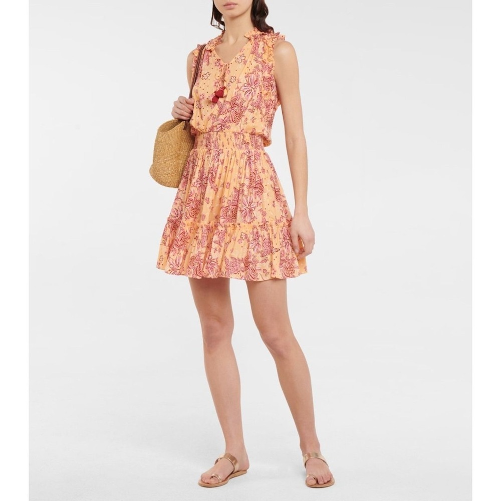 Poupette St Barth Triny Dress Women's Medium‎ Pink Floral Smocked Waist Resort